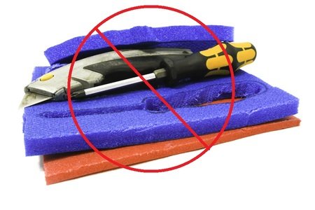 Toolbox foam insert cut by hand